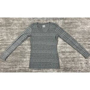 32 Degrees Heat Top Womens‎ Small Gray Snowflake Print Base Layer Long Sleeve